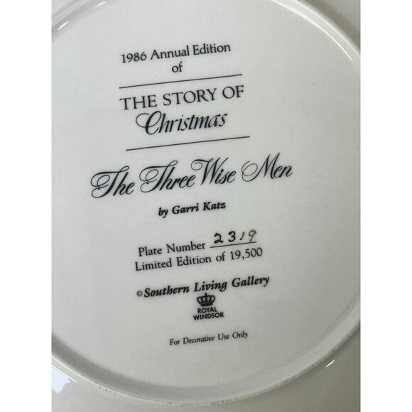 Southern Living Gallery 1986 Story of Christmas Plate 'The Three Wise Men' - Picture 5 of 5
